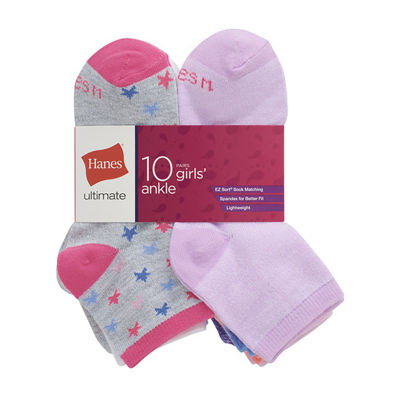 Hanes Big Girls 10 Pair Low Cut Socks