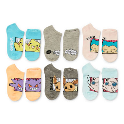 Big Girls 6 Pair Pokeman Low Cut Socks