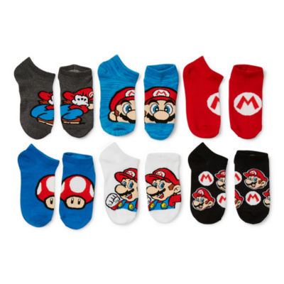 Big Boys 6 Pair Super Mario Multi-Pack No Show Socks