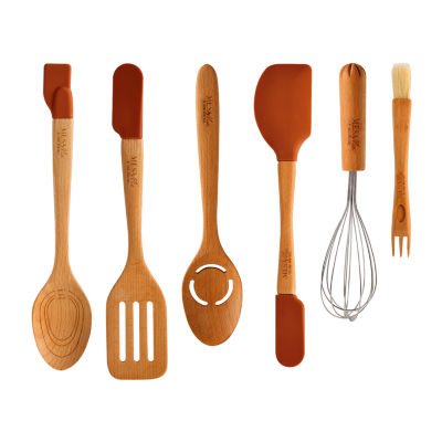 Mesa Mia Beechwood 6-Pc. Kitchen Tool Set | White | One Size | Kitchen Utensils Kitchen Utensil Sets | Multi-pack|Multi-function