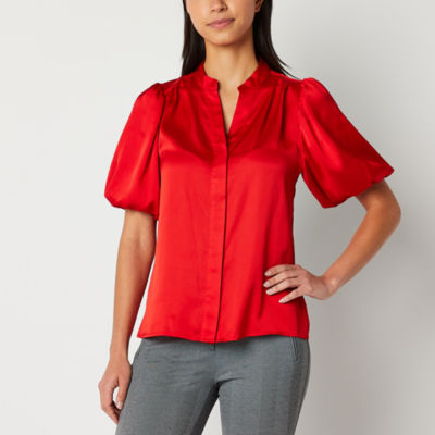 Worthington Womens Short Sleeve Blouse JCPenney