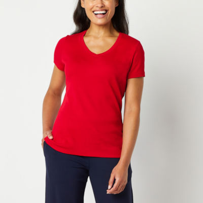 St. John's Bay Womens V Neck Short Sleeve T-Shirt - JCPenney