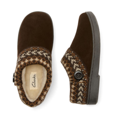 Clarks Suede Woven Womens Clog Slippers