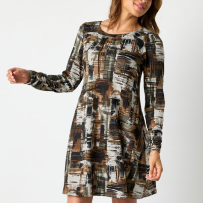 R & K Originals Womens Long Sleeve Shift Dress