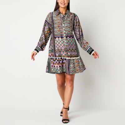 52seven Womens Long Sleeve Shift Dress