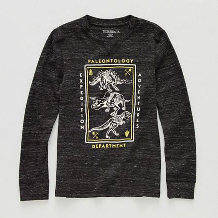 Thereabouts Little & Big Boys Adaptive Crew Neck Long Sleeve Thermal Top, X-large , Black