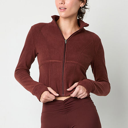 Arizona Juniors Womens Mock Neck Long Sleeve Active Quarter-Zip Pullover, X-large, Brown