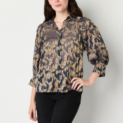 52seven Womens Long Sleeve Regular Fit Button-Down Shirt