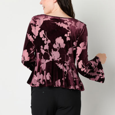 Brannan Womens V Neck Long Sleeve Blouse