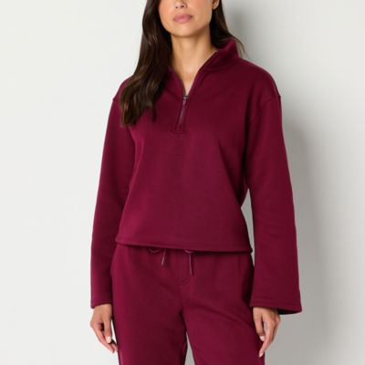 Xersion Womens Classic Fleece Mock Neck Long Sleeve Pullover Sweater