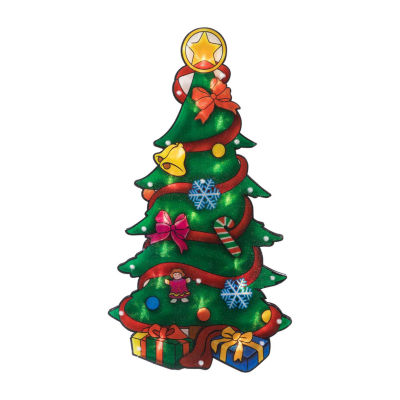 Northlight Prelit Tree With Gift Christmas Window Decor