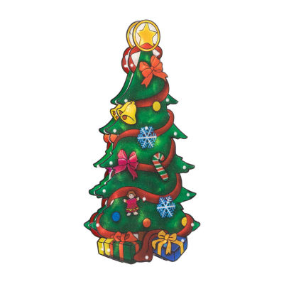 Northlight Prelit Tree With Gift Christmas Window Decor