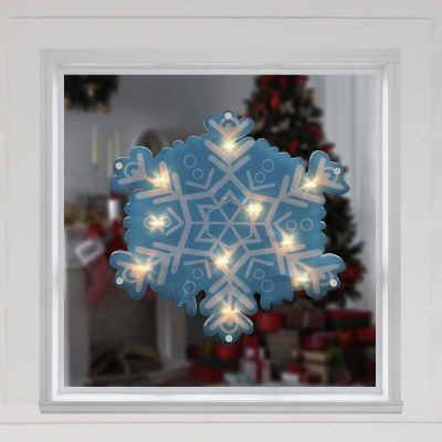 Northlight 11.75in Prelit Blue And White Snowflake Christmas Holiday Window Decor