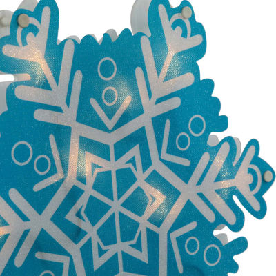 Northlight 11.75in Prelit Blue And White Snowflake Christmas Holiday Window Decor