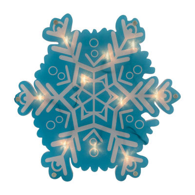 Northlight 11.75in Prelit Blue And White Snowflake Christmas Holiday Window Decor