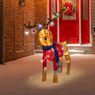 Northlight Led Dog Wearing Antlers Christmas Yard Art