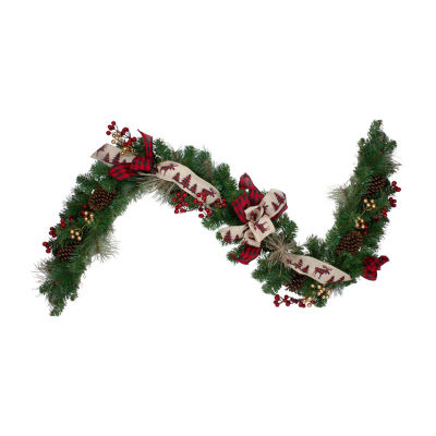 Northlight Bows And Berries Unlit Indoor Christmas Garland