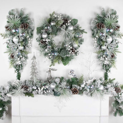 Northlight Flocked Pine   Unlit Indoor Christmas Garland