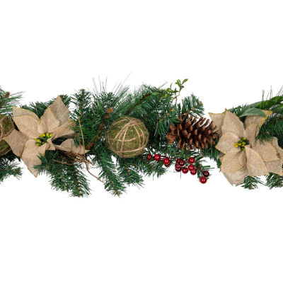 Northlight Pine With Poinsettias And Berries Indoor Christmas Garland