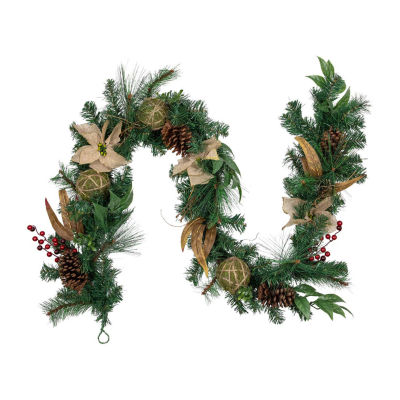 Northlight Pine With Poinsettias And Berries Indoor Christmas Garland