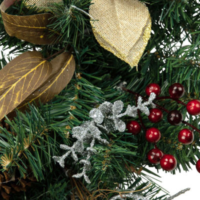 Northlight Pine With Poinsettias And Berries Indoor Christmas Garland