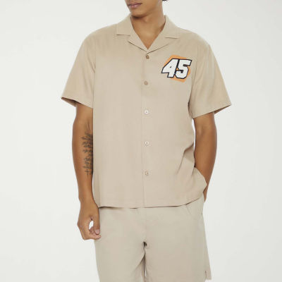 Forever 21 Mens Short Sleeve Logo Button-Down Shirt