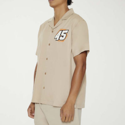 Forever 21 Mens Short Sleeve Logo Button-Down Shirt