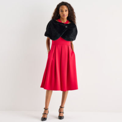 Danny & Nicole Womens Faux Fur Shrug, Color: Black - JCPenney