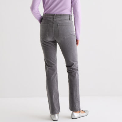 St. John's Bay Womens Mid Rise Straight Corduroy Pant