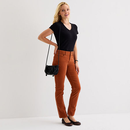 St. John's Bay Womens Mid Rise Straight Corduroy Pant, 20, Brown