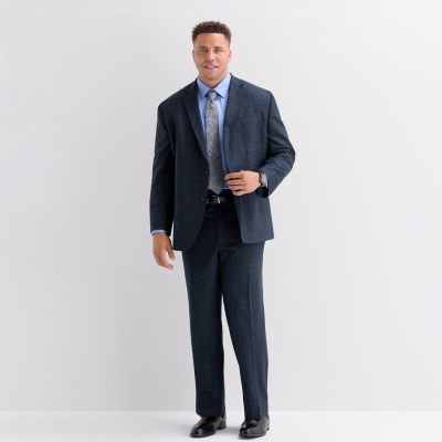 Stafford Coolmax All Season Ecomade Mens Big and Tall Plaid Classic Fit Suit Separates