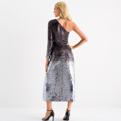 Bob Mackie Womens Long Sleeve Sequin Evening Gown