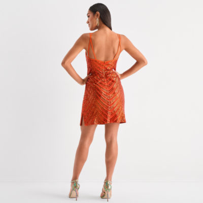 Bob Mackie Womens Sequin Sleeveless Sheath Dress