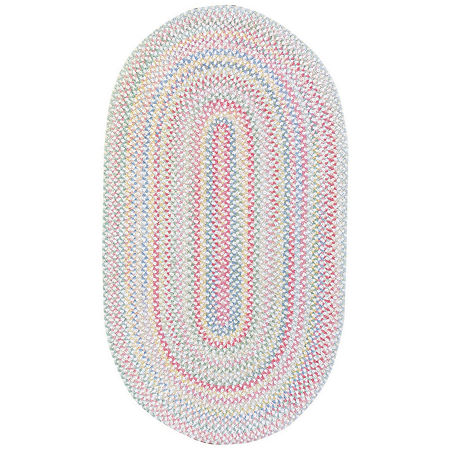 Capel Baby's Breath Oval Braided Rug, One Size, White