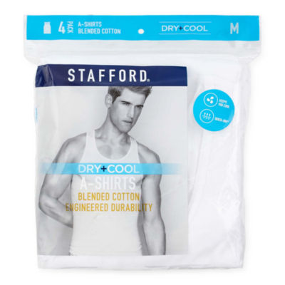 Stafford Dry + Cool Mens Round Neck Sleeveless Quick Dry 4 Pack Tank