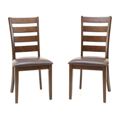 Landry Set of 2 Faux-Leather Ladderback Dining Chairs