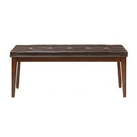Landry Tufted Faux-Leather Bench, One Size, Brown