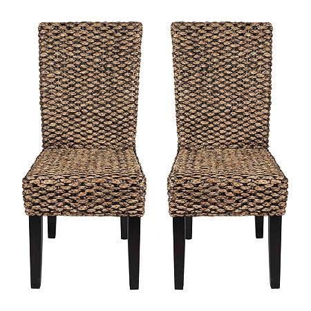 Water Hyacinth Parson Chairs - Dark Brown/Black Finish - Set Of 2, One Size, Black