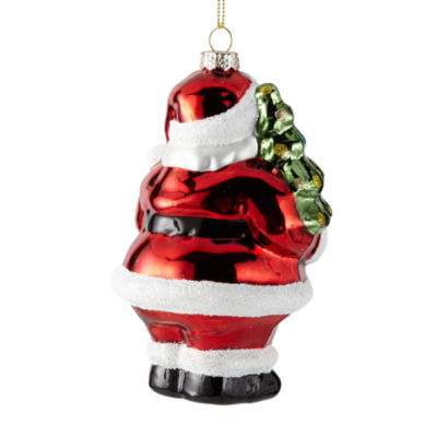 North Pole Trading Co. Share Joy Glass Santa With Tree & Santa Face 2-pc. Christmas Ornament Set