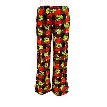 Dr Seuss The Grinch Womens Red Velour Pajama Joggers Pants 