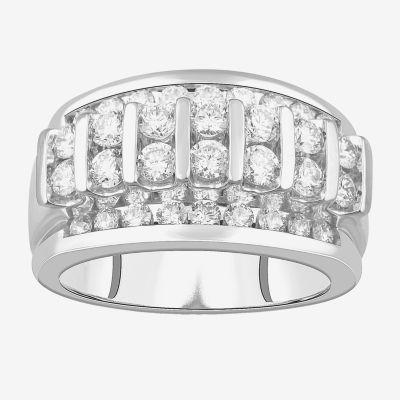 (G-H / Vs2-Si1) Mens 2 1/2 CT. T.W. Lab Grown Diamond 14K White Gold Fashion Ring