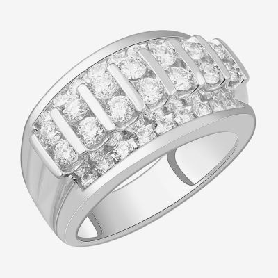 (G-H / Vs2-Si1) Mens 2 1/2 CT. T.W. Lab Grown Diamond 14K White Gold Fashion Ring