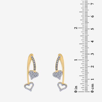 White Cubic Zirconia 18K Gold Over Silver Drop Earrings