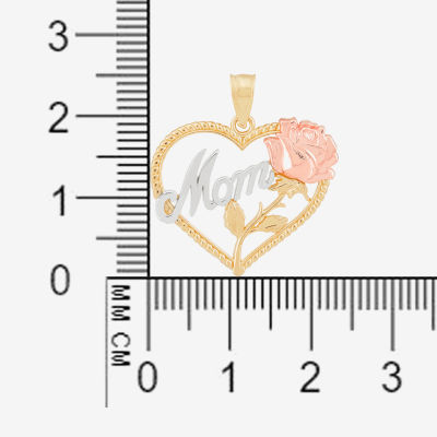 Mom Womens 14K Tri-Color Gold Heart Pendants