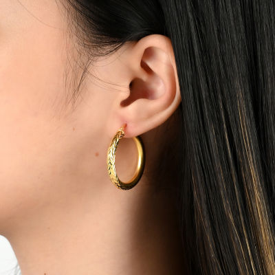 18K Gold Over Silver 30.4mm Hoop Earrings