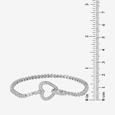 DiamonArt® 3 3/4 CT. T.W. White Cubic Zirconia Sterling Silver Heart 7.25 Inch Tennis Bracelet