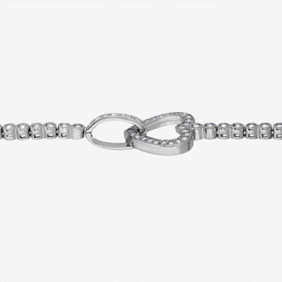 DiamonArt® 3 3/4 CT. T.W. White Cubic Zirconia Sterling Silver Heart 7.25 Inch Tennis Bracelet