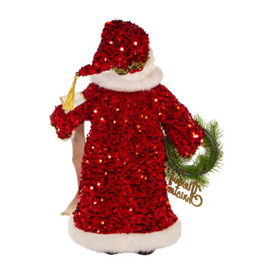 Kurt Adler 18-Inch Fabric And Resin With Wreath Santa Figurine