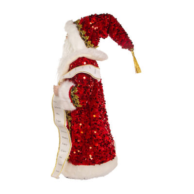 Kurt Adler 18-Inch Fabric And Resin With Wreath Santa Figurine