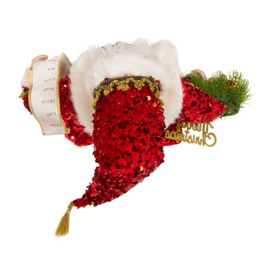 Kurt Adler 18-Inch Fabric And Resin With Wreath Santa Figurine